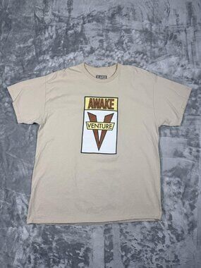 Venture Awake T Shirt Men's XL Beige Logo Graphic Tee Skateboarding Streetwear